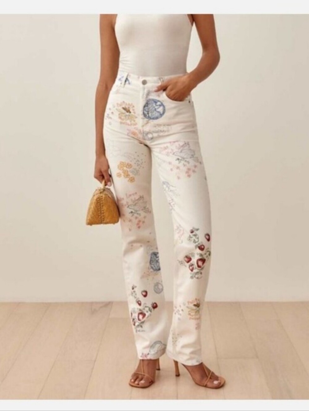 REFORMATION CYNTHIA DOODLE HIGH RISE JEANS